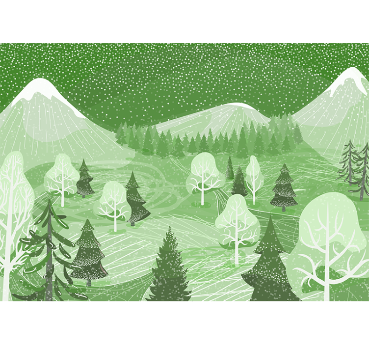 Tapisserie nature vue sur la forêt de montagne - TenStickers