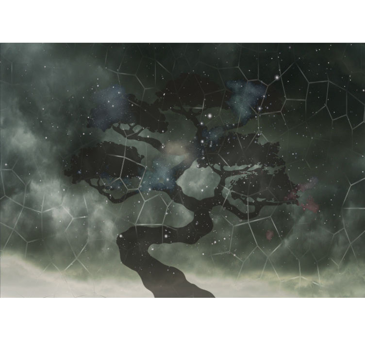 Tapisserie espace silhouette d'arbre céleste - TenStickers