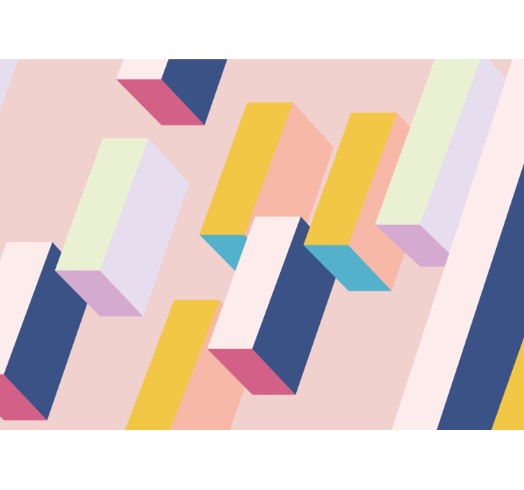 Tapisserie murale abstraite agencement de blocs géométriques - TenStickers