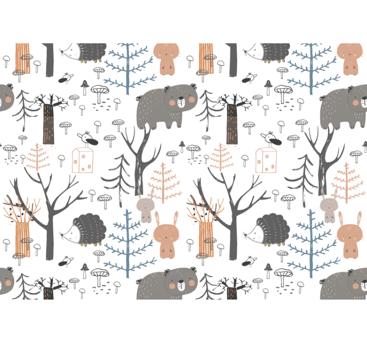 Tapisserie chambre bébé thème des animaux de la forêt - TenStickers
