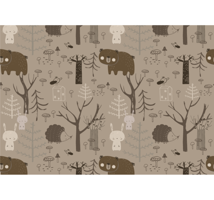 Papier peint mural forets Animaux de la forêt de style scandinave - TenStickers