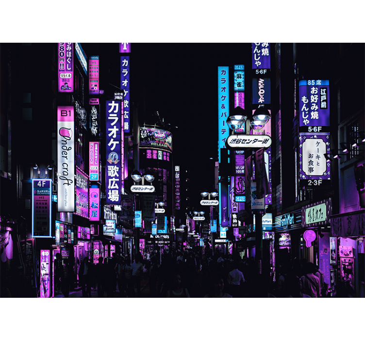 Tapisserie ville neon tokyo - TenStickers