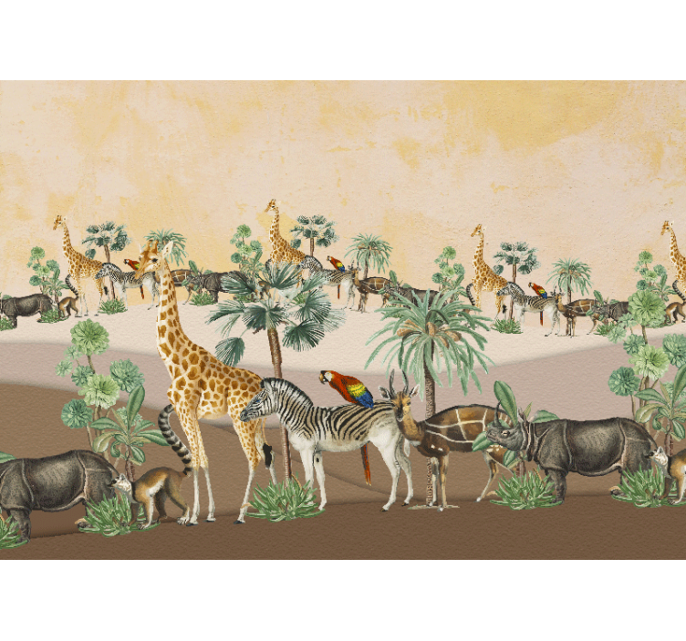 Tapisserie murale africaine scène de la faune safari - TenStickers