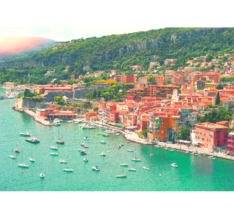 Tapisserie ville perspective du village côtier - TenStickers