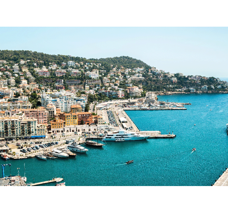 Tapisserie ville vue côtière de paysage urbain - TenStickers