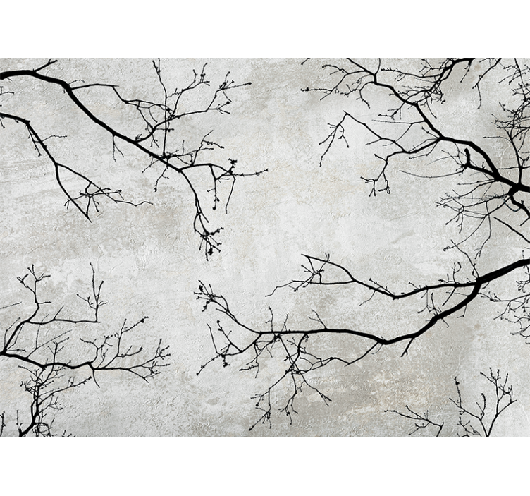 Papier peint nature Branches d'arbres avec fond blanc - TenStickers
