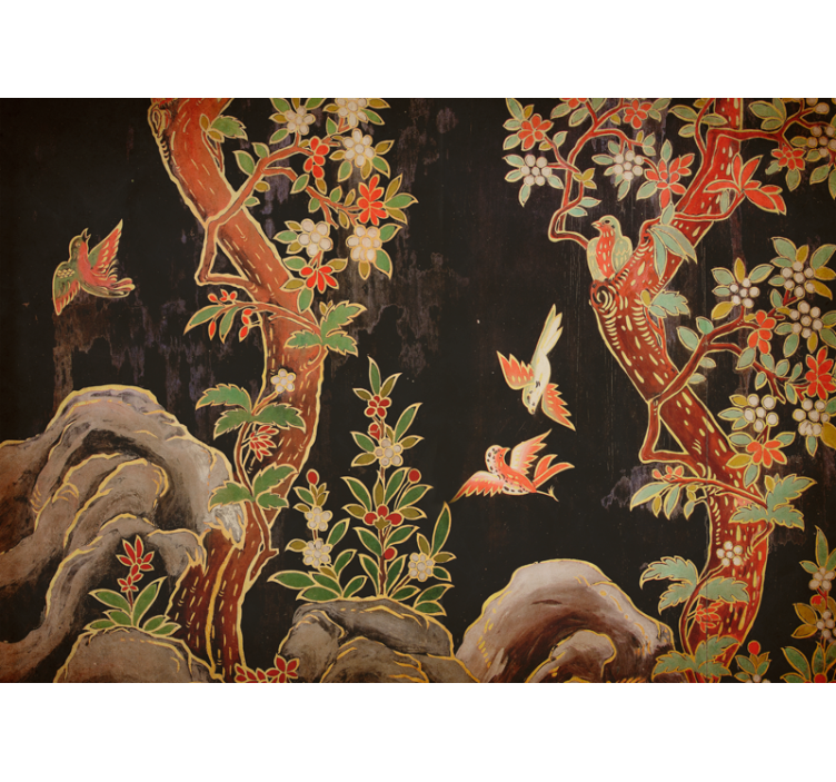 Tapisserie murale animaux scène d'oiseaux tropicaux - TenStickers