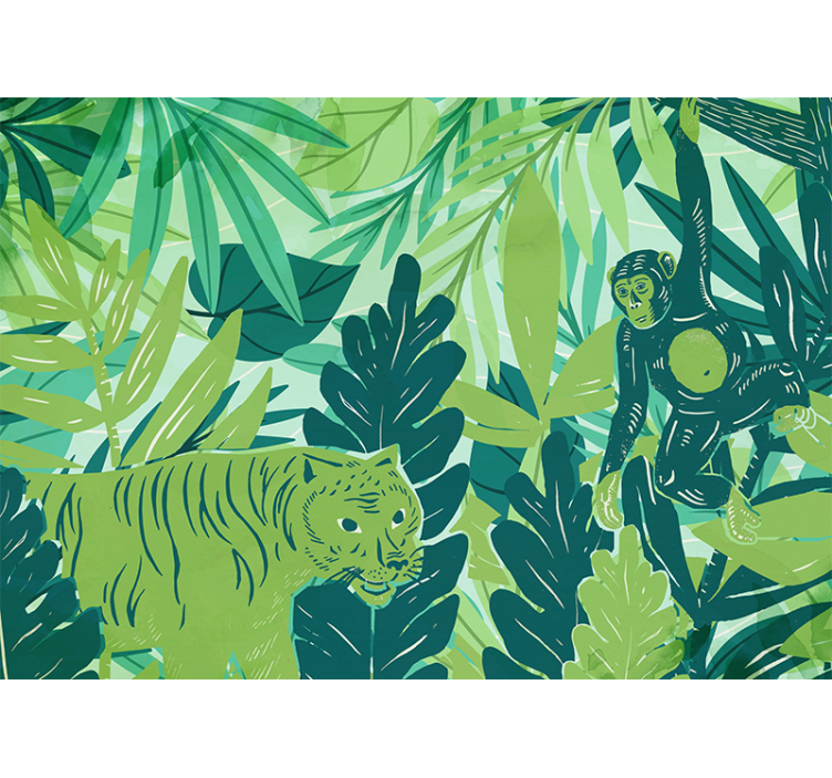 Tapisserie jungle aventure animale tropicale - TenStickers