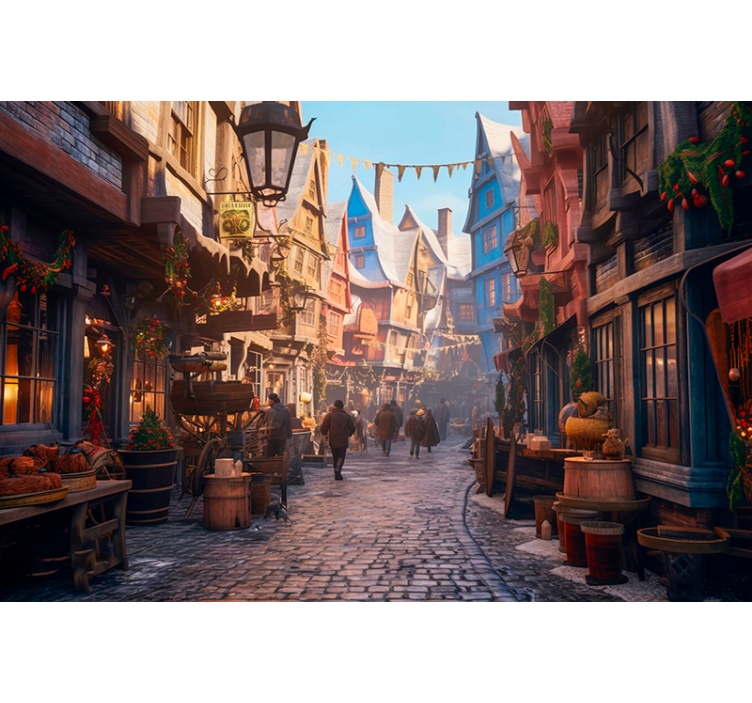 Tapisserie murale fantaisie ville des magiciens - TenStickers