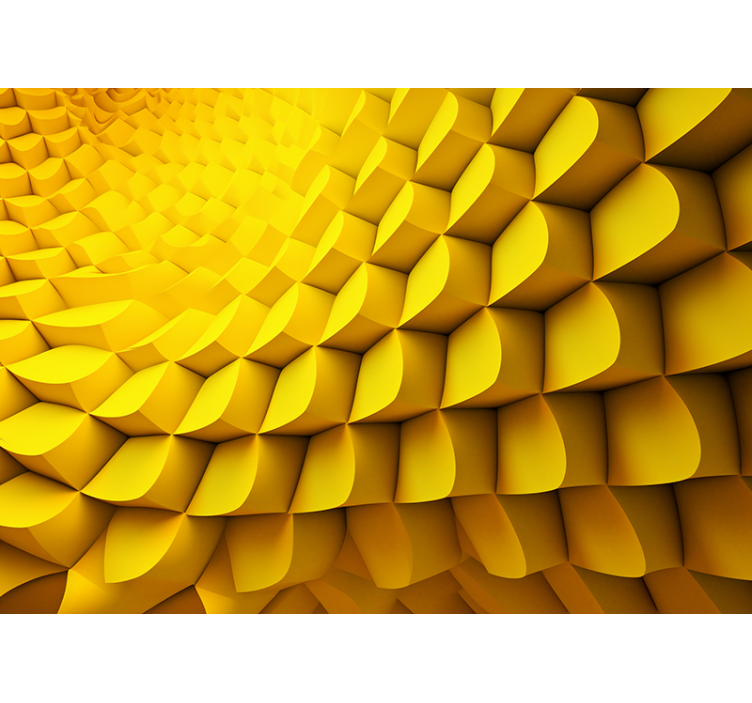 Tapisserie murale 3D géométrie futuriste jaune - TenStickers