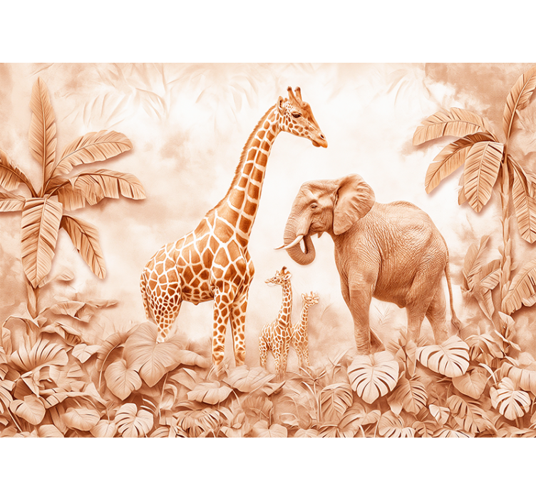 Tapisserie murale terracotta savane abstraite - TenStickers