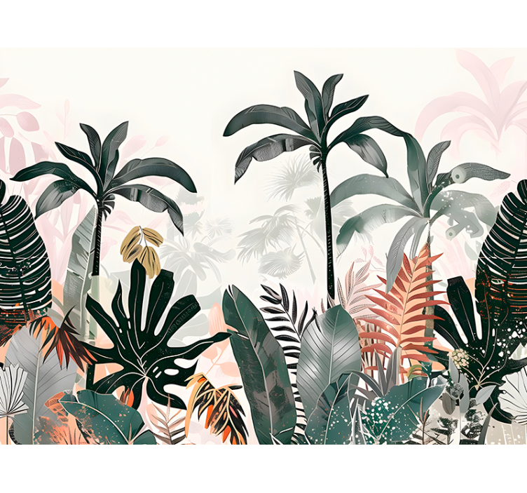 Tapisserie murale nature grandes feuilles tropicales - TenStickers