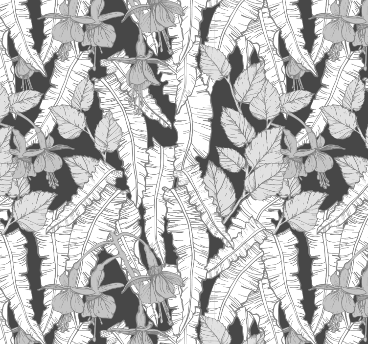 Tapisserie bureaux conception de forêt tropicale grise - TenStickers