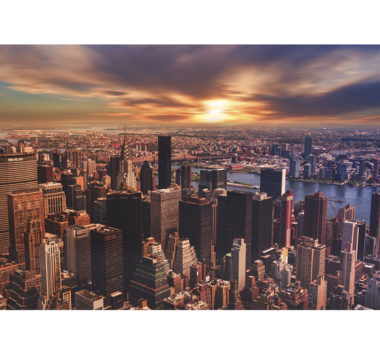 Tapisserie new york coucher de soleil urbain - TenStickers