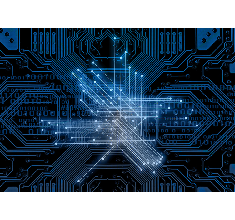 Tapisserie murale abstraite flux lumineux de circuits - TenStickers