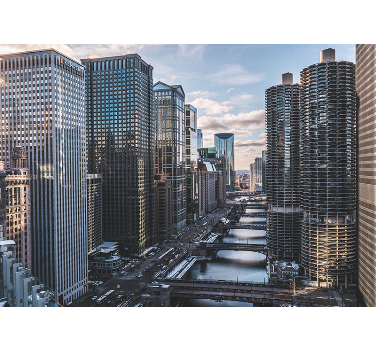 Tapisserie ville vue sur la skyline de chicago - TenStickers