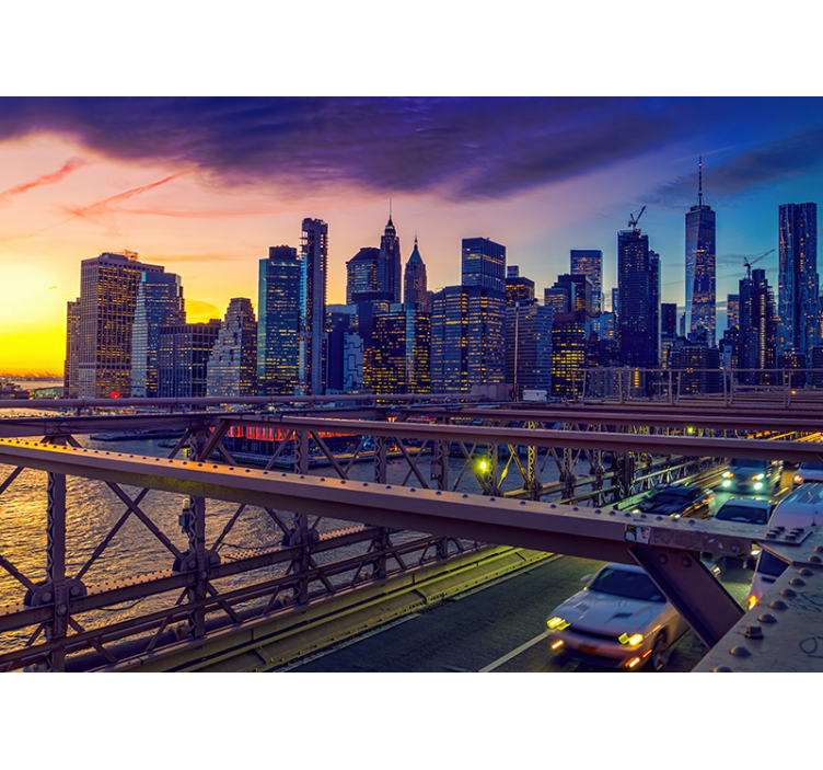 Photo murale Coucher de soleil et pont de New York - TenStickers
