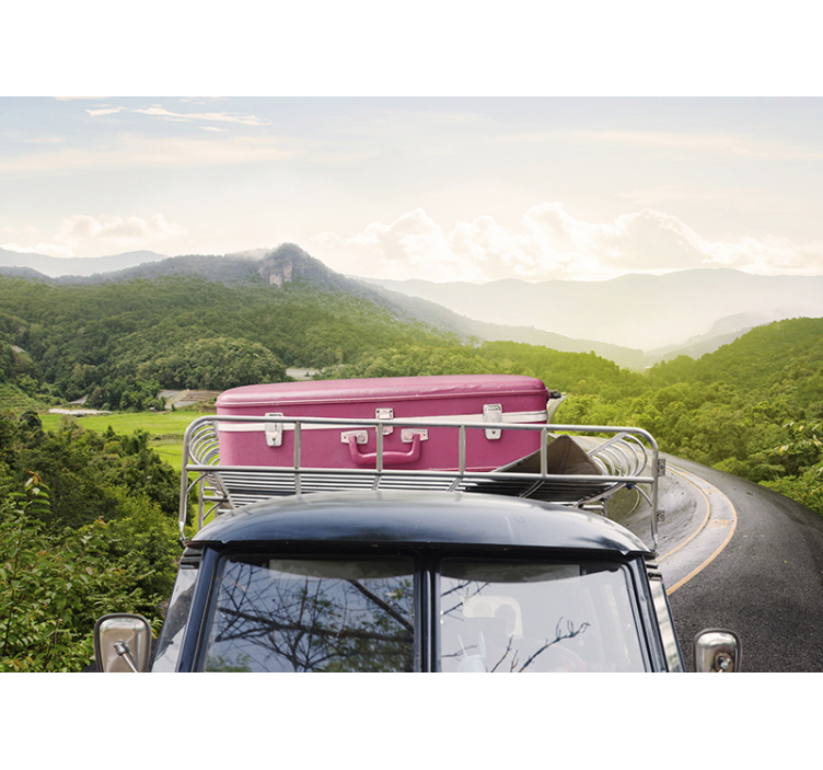 Tapisserie véhicules aventure en valise vintage - TenStickers