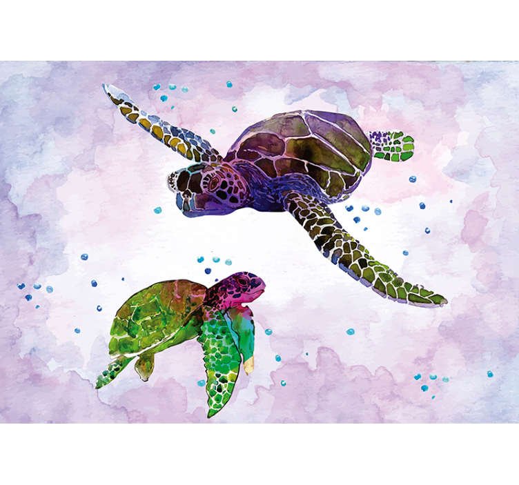 Tapisserie murale animaux tortue de mer colorée - TenStickers