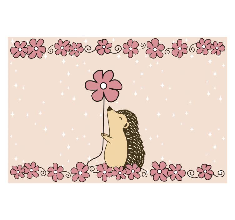 Tapisserie murale animaux hérisson et fleur - TenStickers