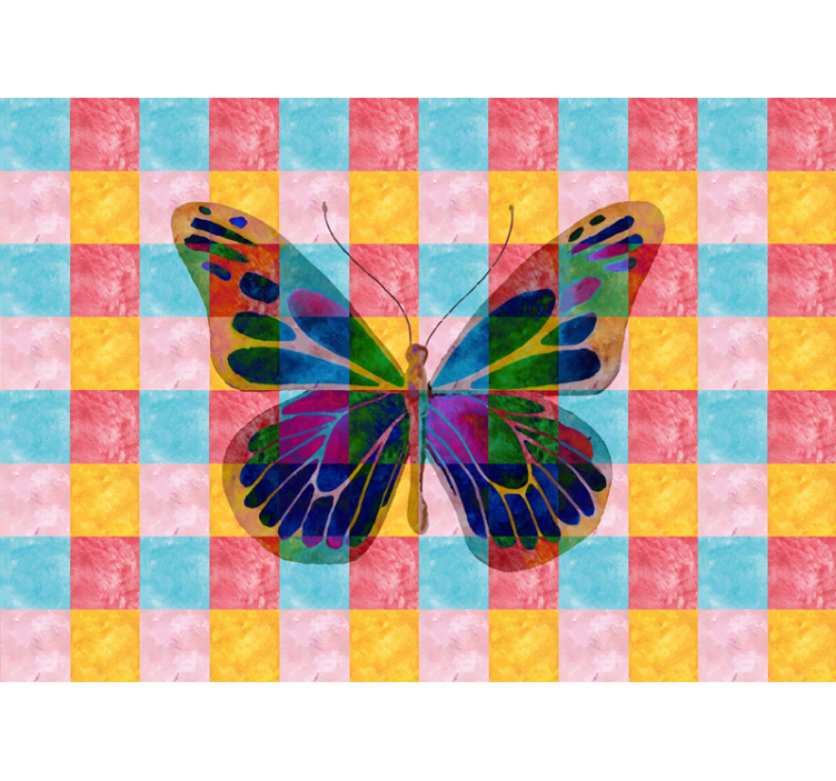 Tapisserie fleur motif papillon coloré - TenStickers