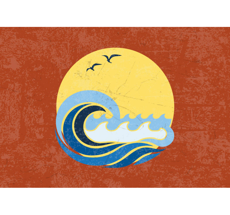 Papier peint vintage Soleil, plage et vague - TenStickers