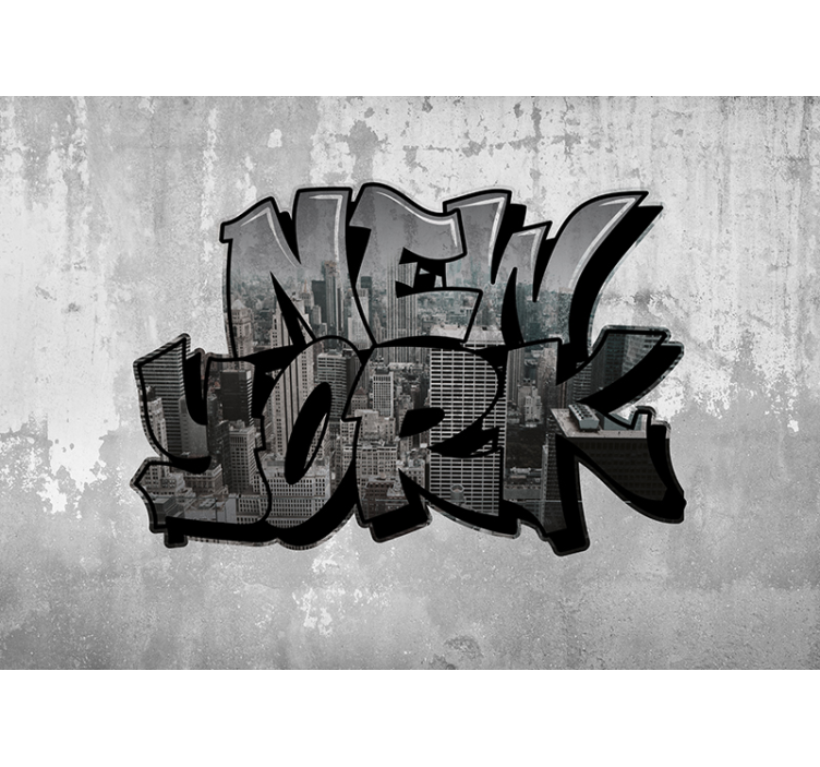 Tapisserie graffiti avec vue sur new york - TenStickers