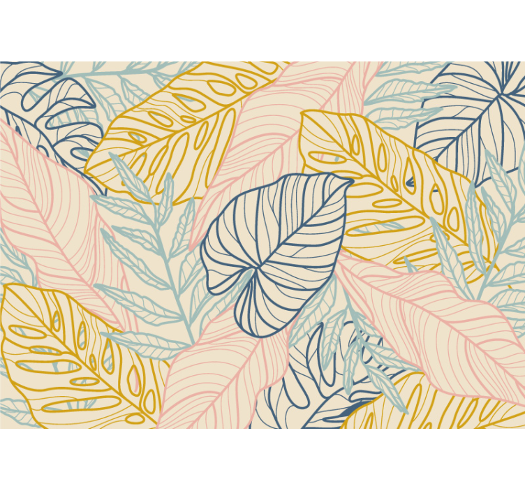 Papier peint mural de fleurs Feuilles de monstera pastel - TenStickers