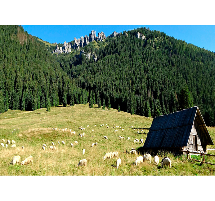 Tapisserie murale paysage scène de verdure montagneuse - TenStickers