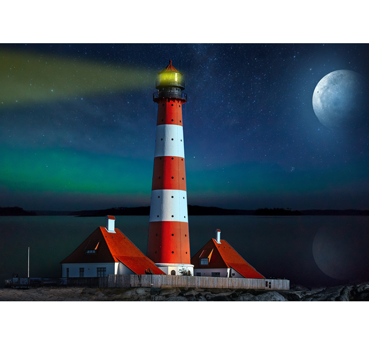 Papier peint mural ciel Phare au clair de lune - TenStickers