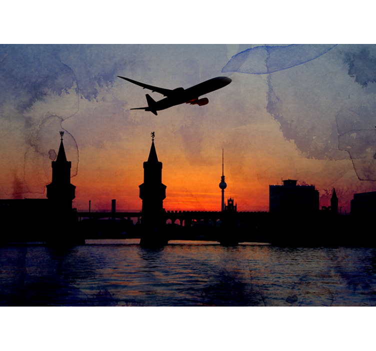 Tapisserie murale berlin coucher de soleil skyline - TenStickers