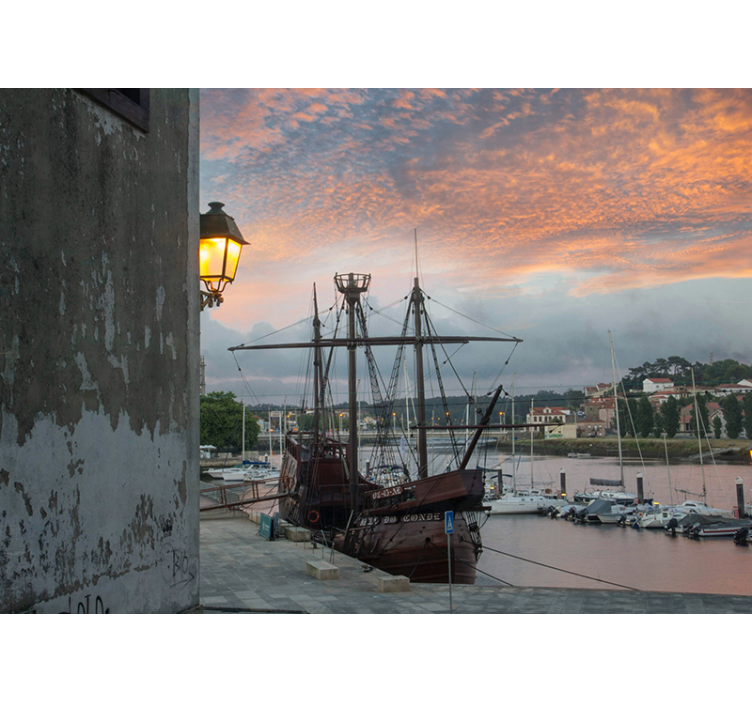 Tapisserie ville port de plaisance historique - TenStickers