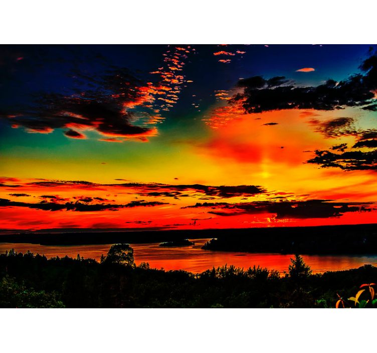 Tapisserie montagne paysage de coucher de soleil éclatant - TenStickers