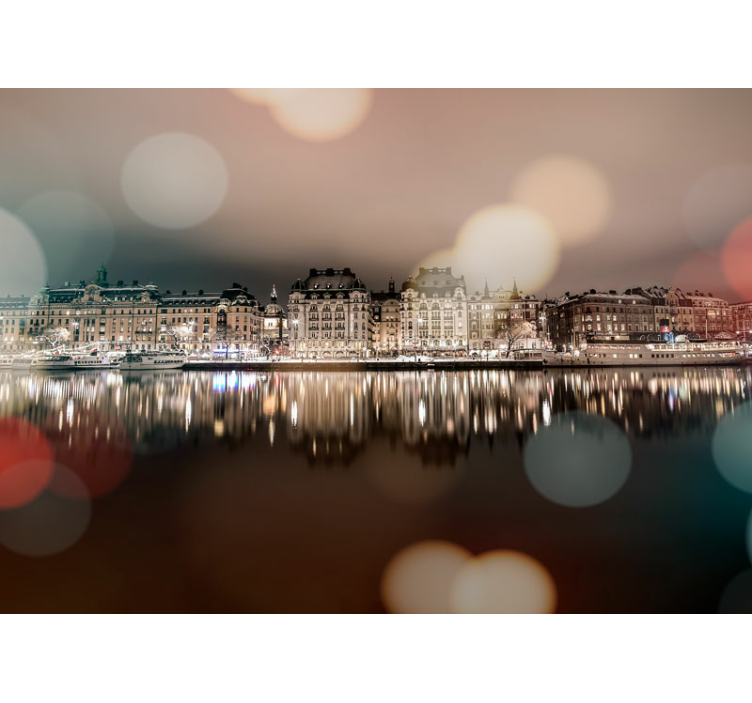 Papier peint villes Ville de stockholm la nuit - TenStickers