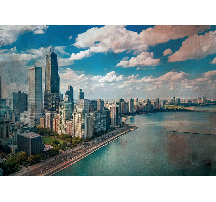 Tapisserie ville perspective de la skyline de chicago - TenStickers