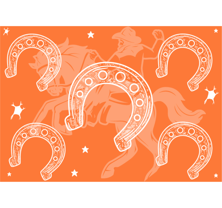 Tapisserie véhicules scène de rodéo avec fer à cheval - TenStickers