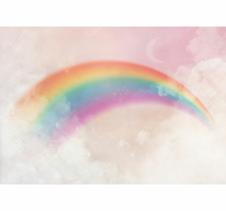 Papier peint enfant Nuages et boules arc-en-ciel - TenStickers
