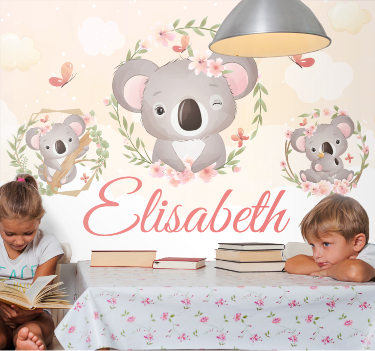 Papier peint enfant Animaux mignons koala avec nom - TenStickers