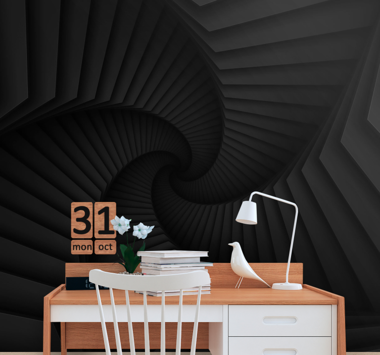 Papier peint 3D Effet 3d tunnel noir - TenStickers