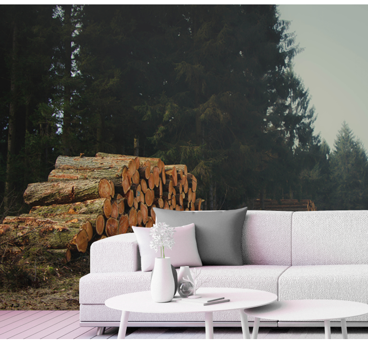 Papier peint mural forets Bûches forestières - TenStickers