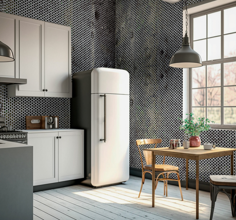 Tapisserie murale motif grille en métal - TenStickers