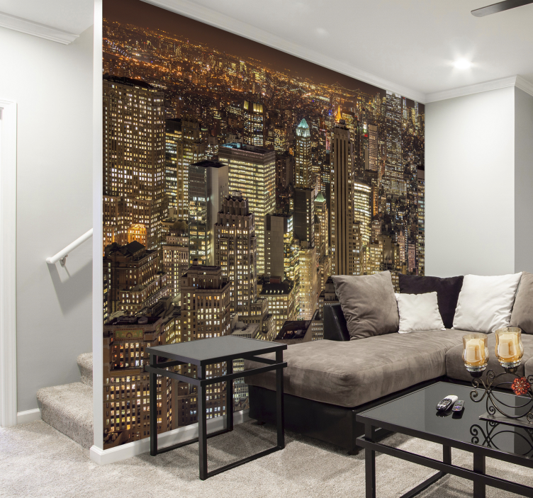 Peinture murale de new york de nuit - TenStickers