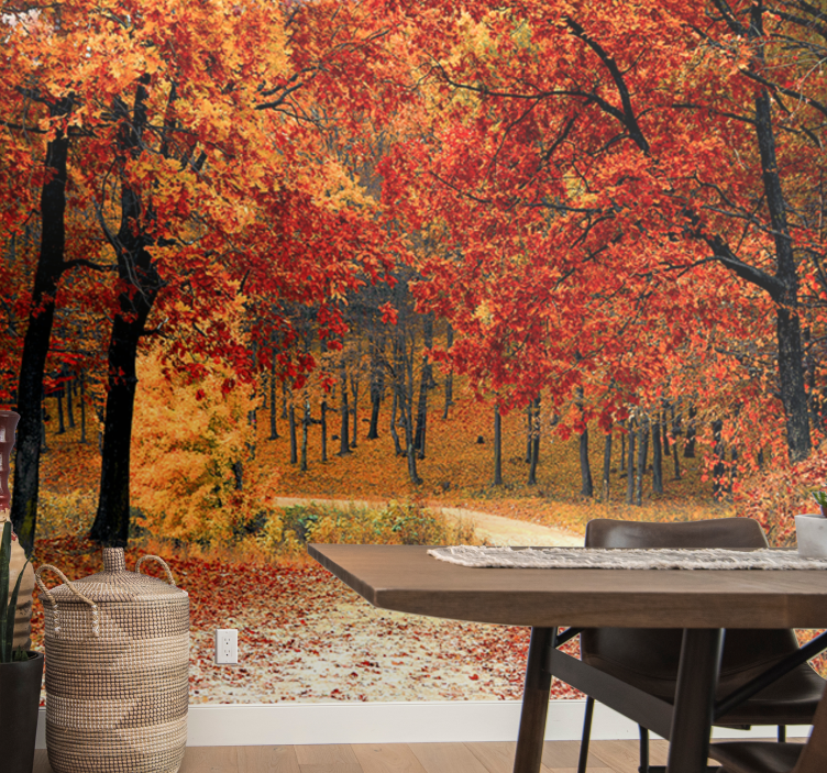 Papier peint mural arbres Forêt de feuilles rouges - TenStickers