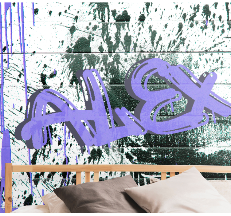 Papier peint mural art urbain Mur de graffiti violet - TenStickers