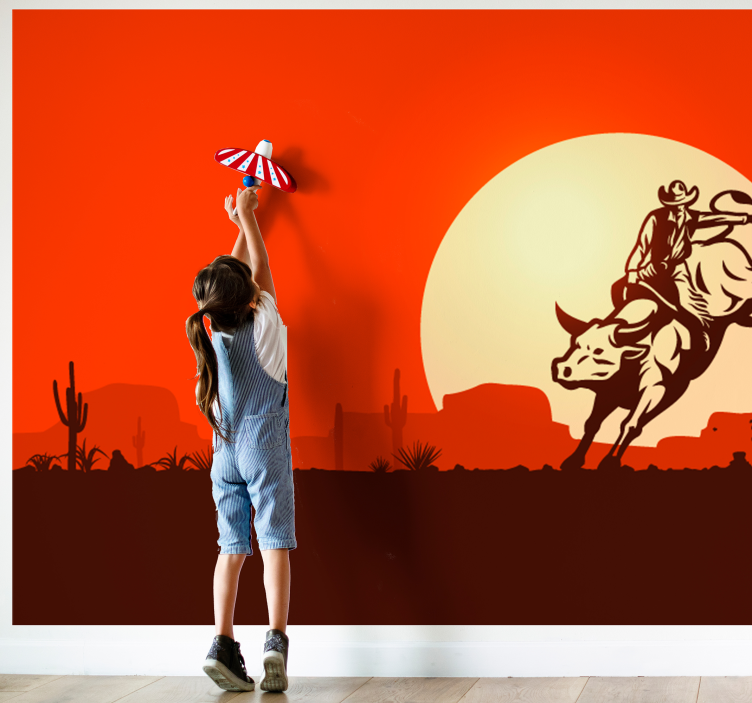 Photo murale Cowboy chevauchant un taureau - TenStickers