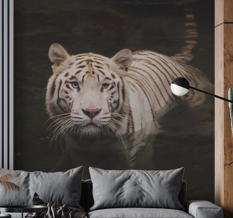 Papier peint mural d'animaux Tigre blanc - TenStickers