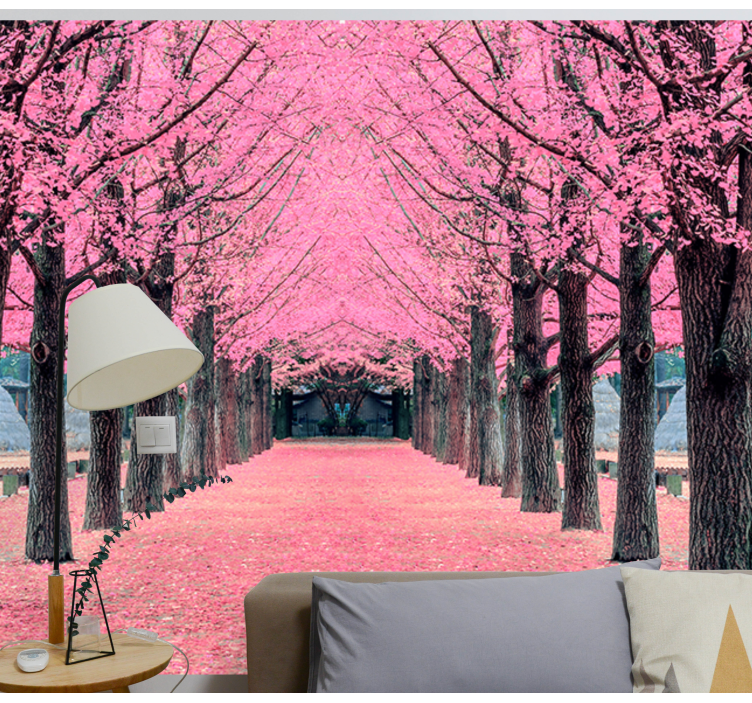 Papier peint mural de fleurs Arbres roses île de nami - TenStickers