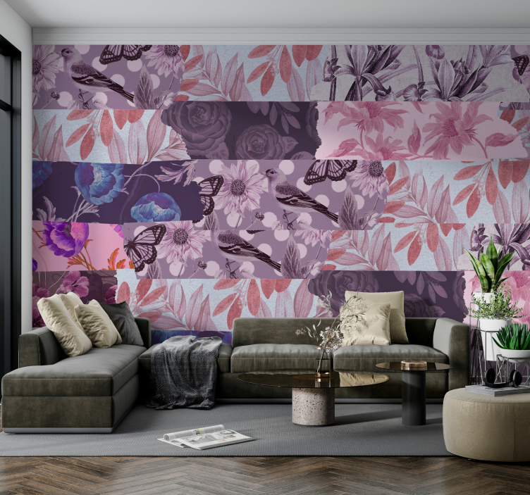 Papier peint mural de fleurs Collage floral - TenStickers