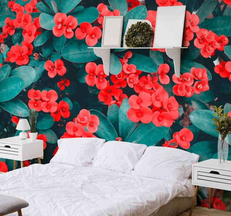 Papier peint mural de fleurs Fleurs rouges - TenStickers