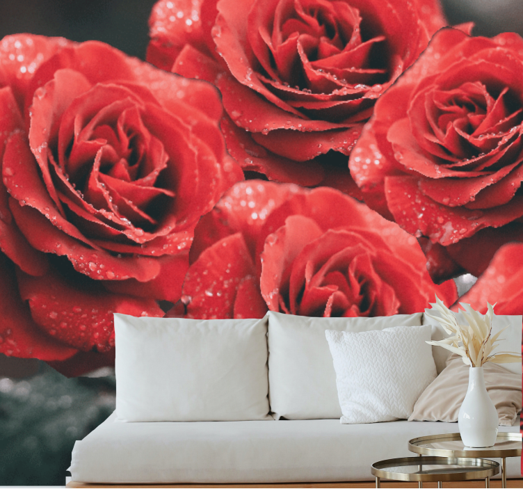 Papier peint mural roses Grandes roses rouges - TenStickers